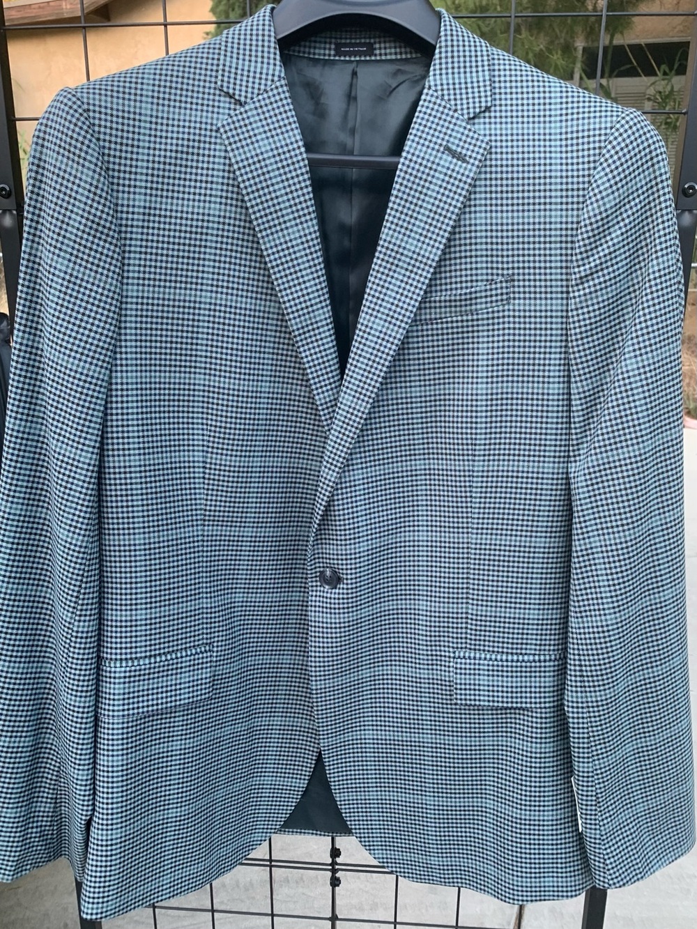 NWT JF J.Ferrar Slim Men's Green Blue Multi Plaid Blazer 44 Reg